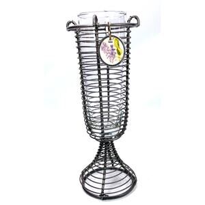 Hallmark Marjolein Bastin Wire & Glass Vase At Home Collection 9"‎